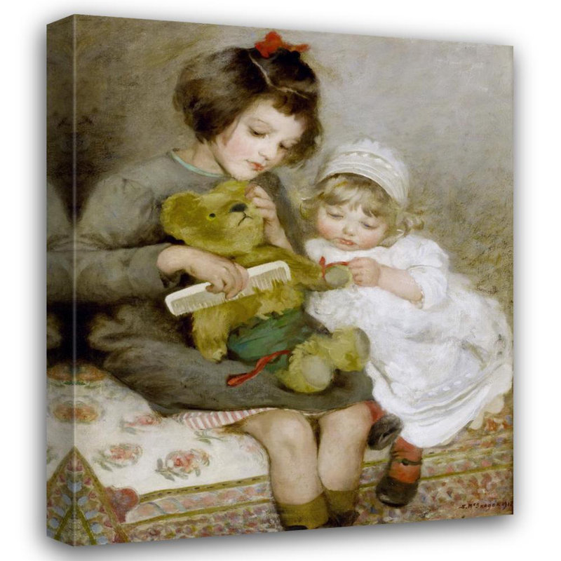 "Combing Teddy" par Sarah Mcregor - Toile tendue avec châssis, H 18 po x l 14 po