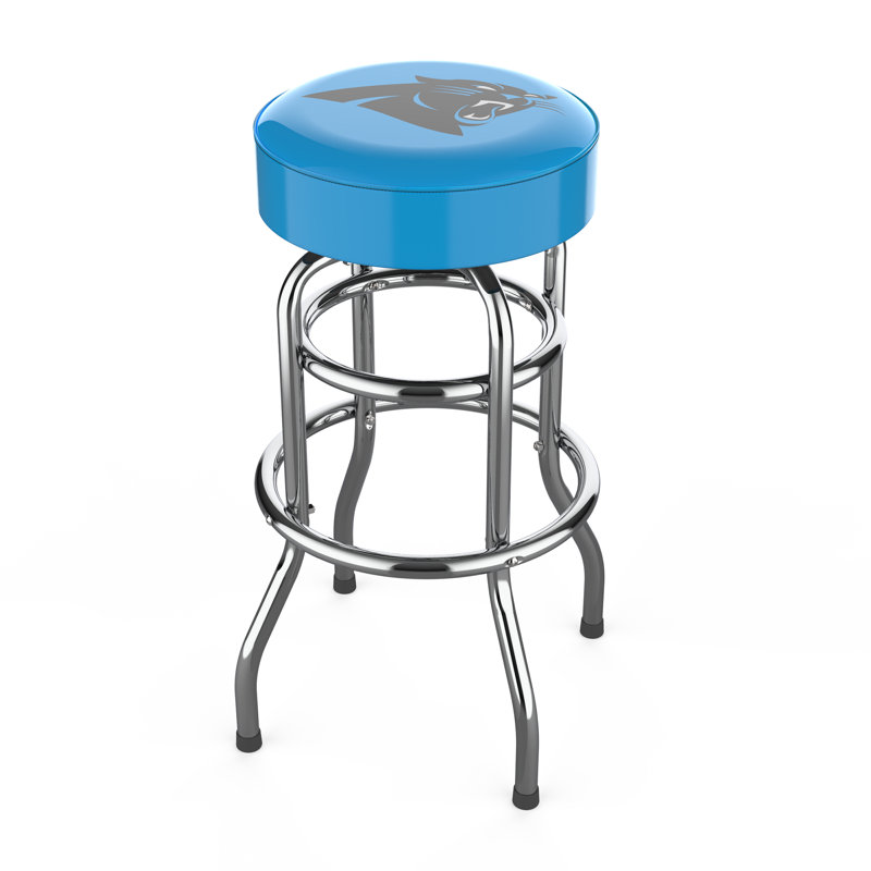 Commercial Grade Chrome Swivel Bar Stool with Vibrant Team Colors  , Carolina Panthers