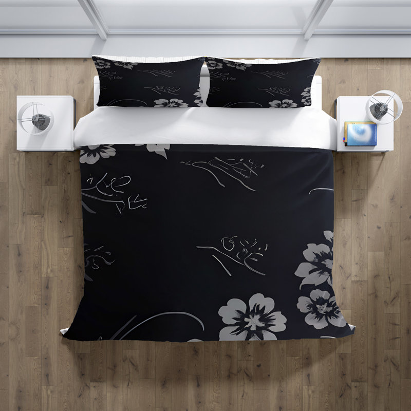 Polyester Floral Duvet Cover, King Duvet Cover + 2 King Shams