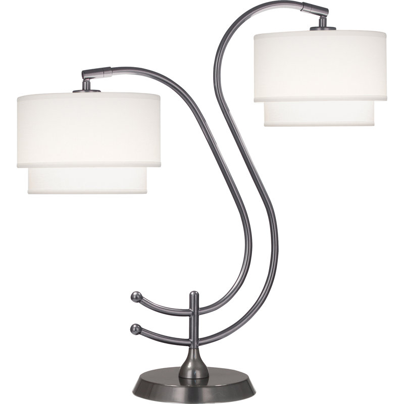 Charlee Adjustable Metal Desk Lamp, Ascot White, Gunmetal