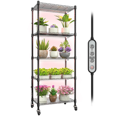 5-Tier Metal Plant Stand With 4-Pack 72W Full Spectrum Grow Lights