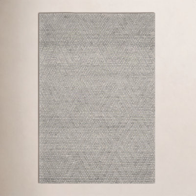 Russo Silver Hand-Woven Geometric Flatweave Rug