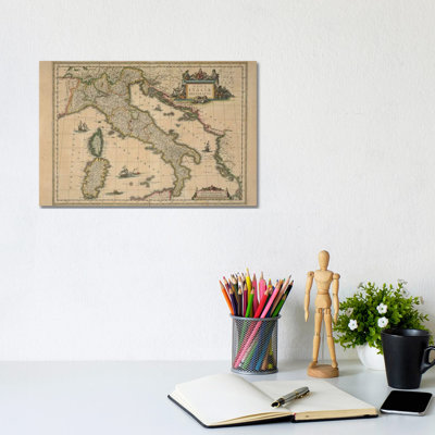 Map Of Italy by Joan Blaeu - Wrapped Canvas Print