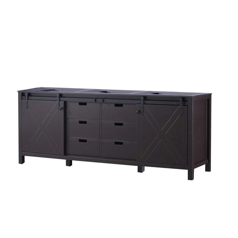 Marsyas 84" Brown Freestanding Vanity Cabinet with Barn Doors
