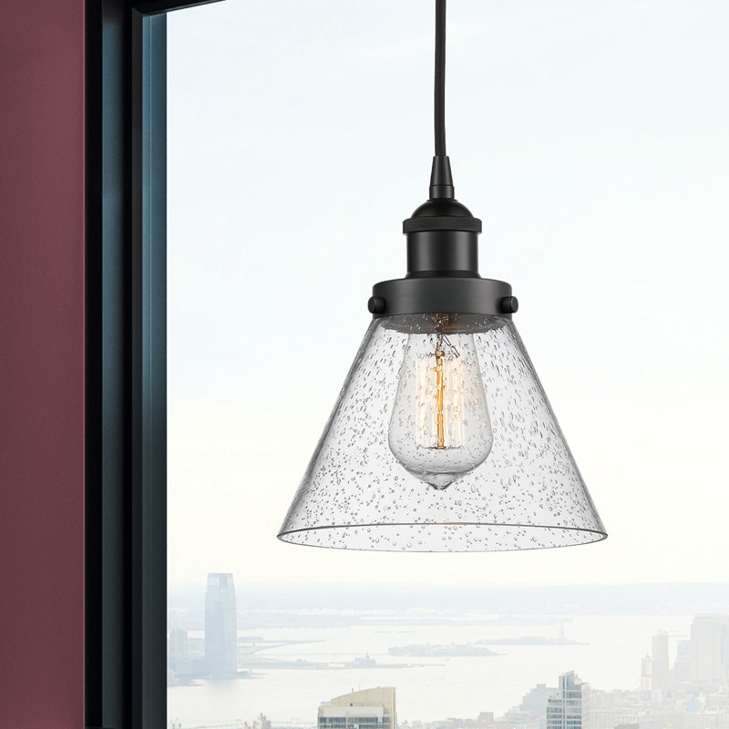Luminaire suspendu conique à 1 lumière Annis, Granuleux / Petit cône, Ampoule non incluse, Noir mat