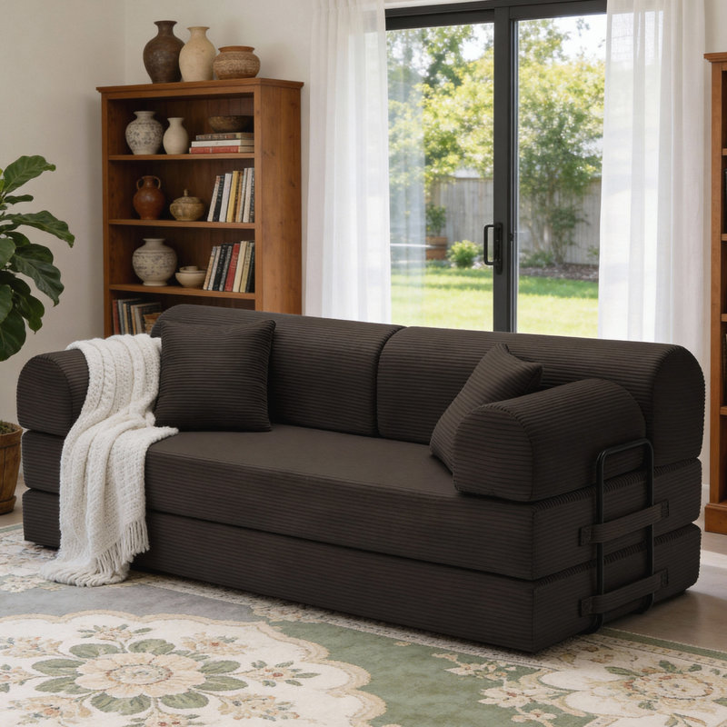 Canapé-lit convertible pour salon, chambre à coucher, Brown Fabric