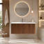 Meuble-lavabo rayé en noyer avec lavabo à surface solide blanc, conception flottante murale pour salle de bain moderne, pré-assemblé-1308030889-1308030933