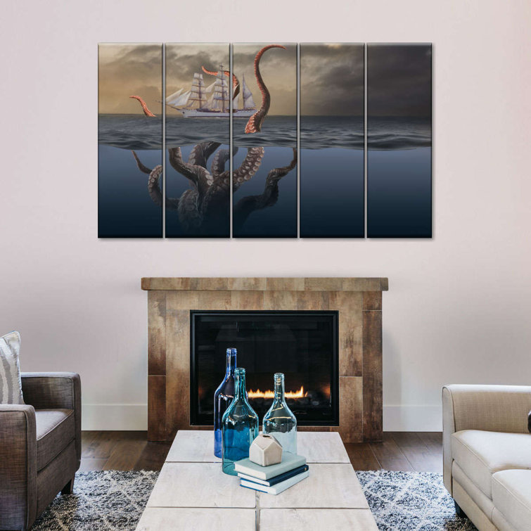 Breakwater Bay Kraken On Canvas 5 Pieces Print 