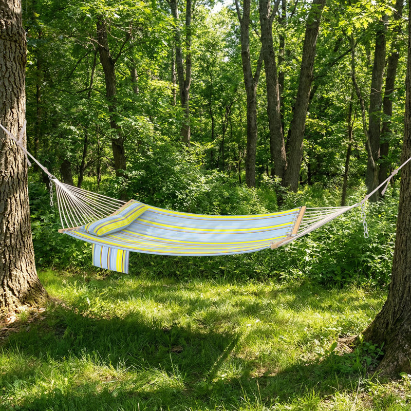 Hamac double classique, Rayures vert
