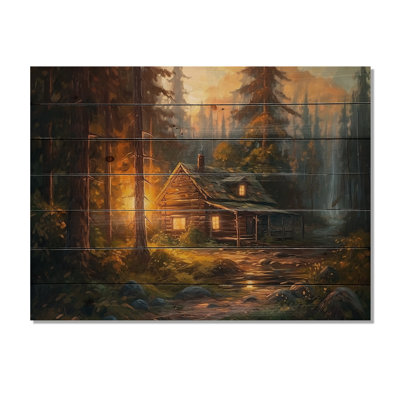«Forest Escape Cabin I», reproduction sur bois naturel