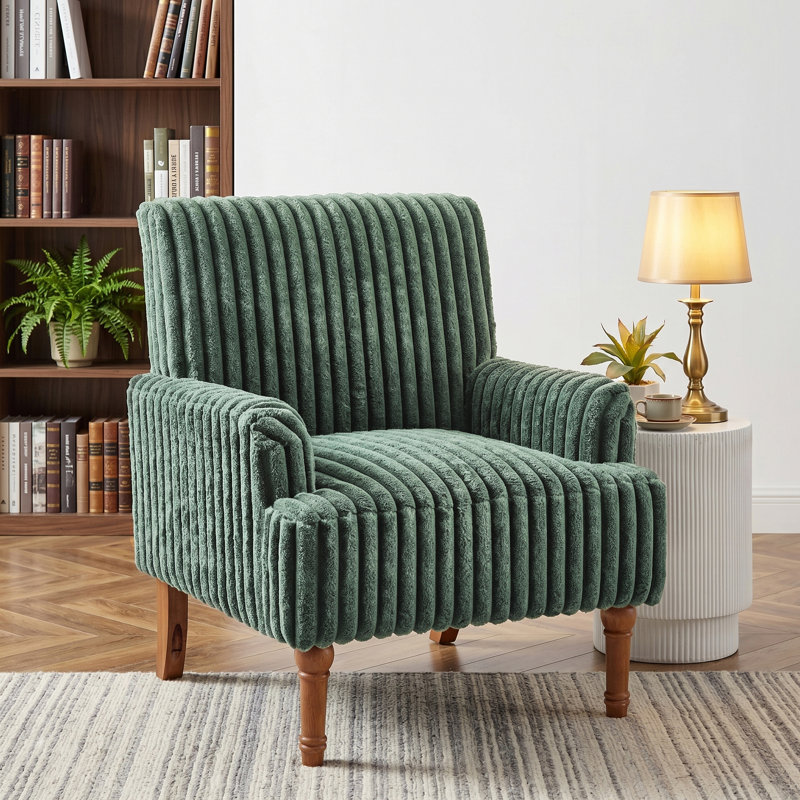 Fauteuil d'appoint en velours côtelé 30 po Aiden, Vert