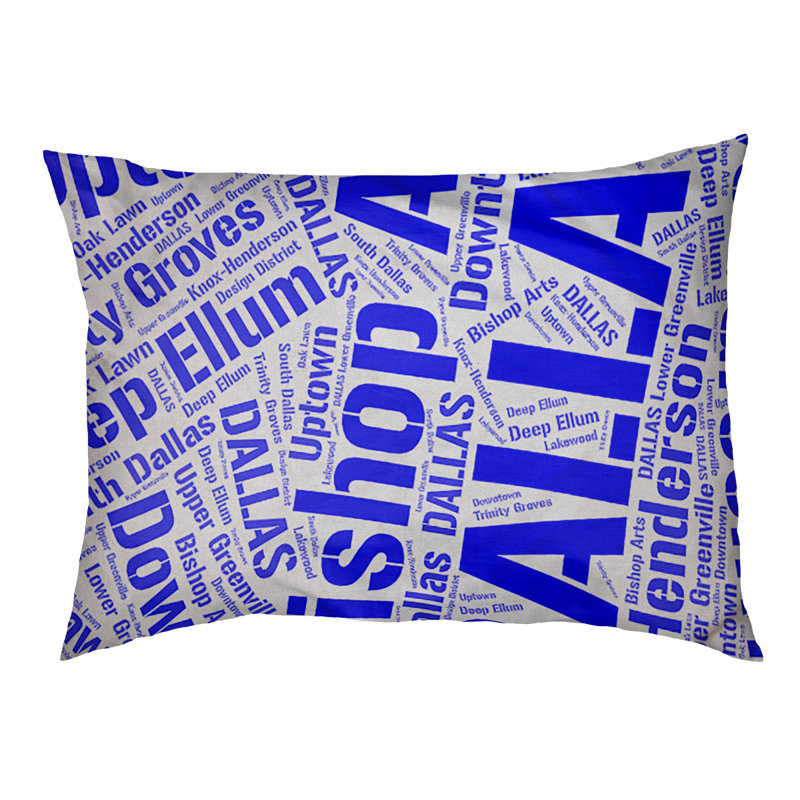 Coussin de chien « districts », Moyen (H 9,5 po x l 28 po x P 18 po), Bleu, Dallas
