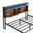 Queen Size Metal Platform Bed Frame With Wooden Headboard And , Charging Pattern, 2 Drawers For Storage, Led Lights, No Box Spring Required, Simple Assembly Merger. : Bed, Headboard, Merger Frame,-2087136375