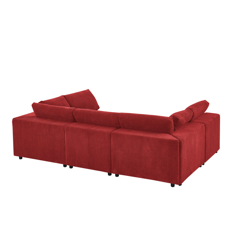 Canapé modulaire réversible en velours côtelé, 104" W, Red Corduroy