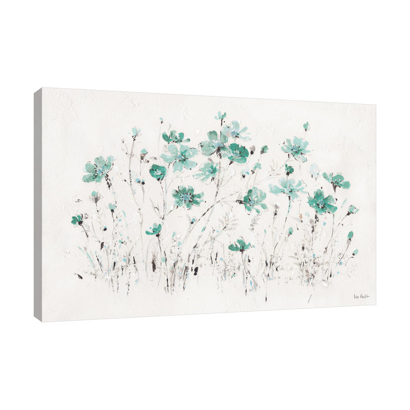 "Wildflowers I Turquoise", toile tendue par Lisa Audit, H 40 po x l 60 po x P 1,5 po