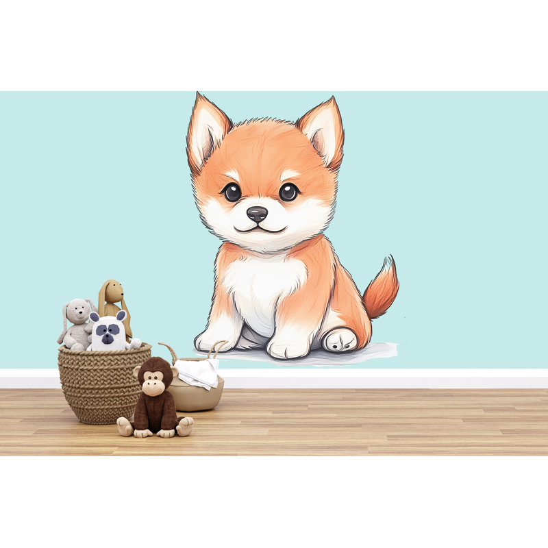 Adorable murale de renard, décor de chambre de bébé renard, art mural 221Mv, H 16 po x l 9 po
