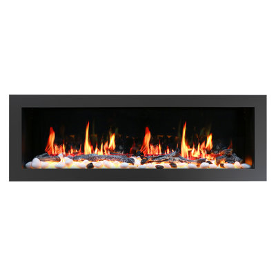 Litedeer Homes Latitude II ZEF58V 58" Smart Electric Fireplace | Ultra-Slim Wall Mounted & Recessed | HD Multi-Flame, Breathing Logs, App Control