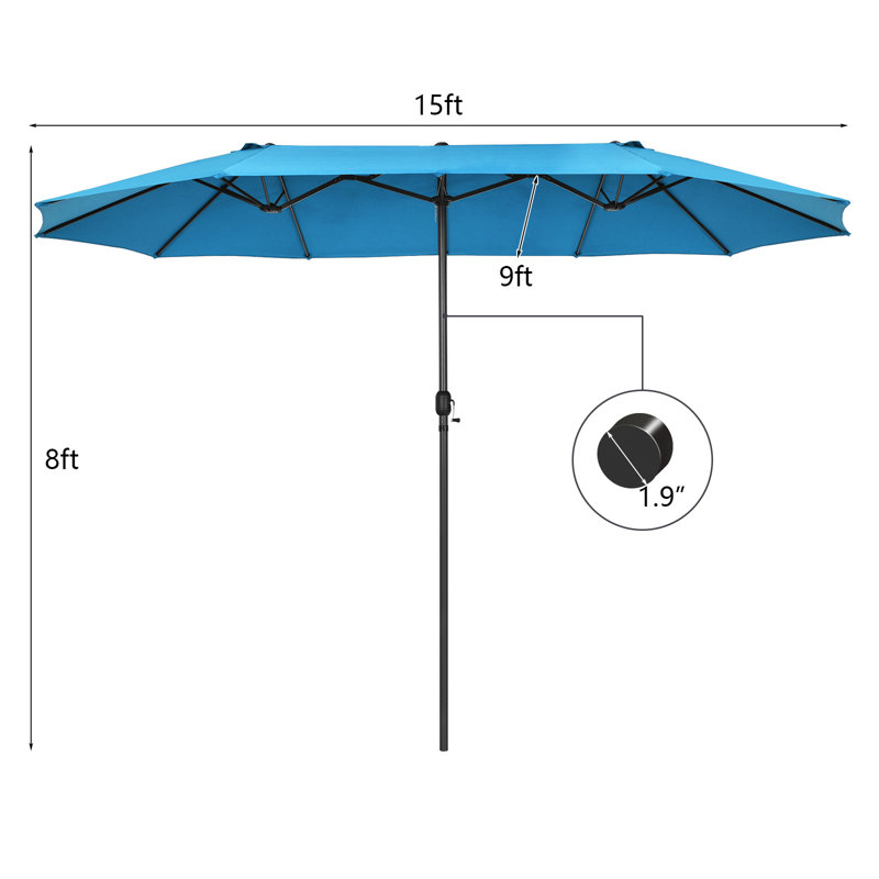 Parasol de marché rectangulaire 180 po x 108 po Ghazan, Bleu