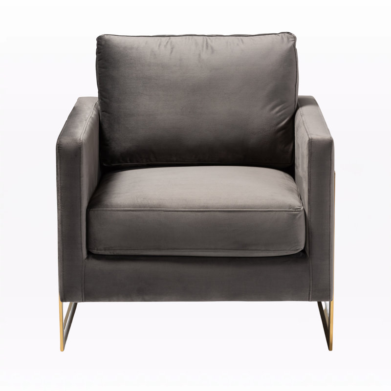 Velvet Armchair, Gray Velvet