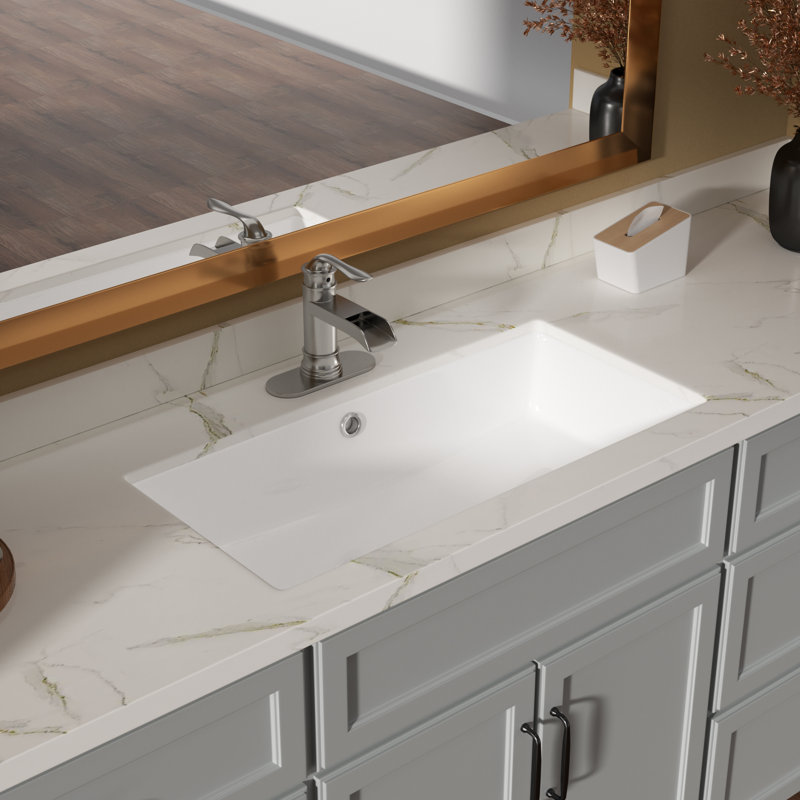 MONSFEST 14'' Ceramic Rectangular Bathroom Sink