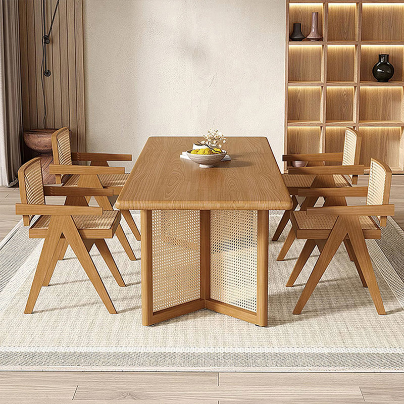 Modern Walnut Rectangular Solid Wood Dining Table, 29.53"H x 59.06"L x 27.56"W