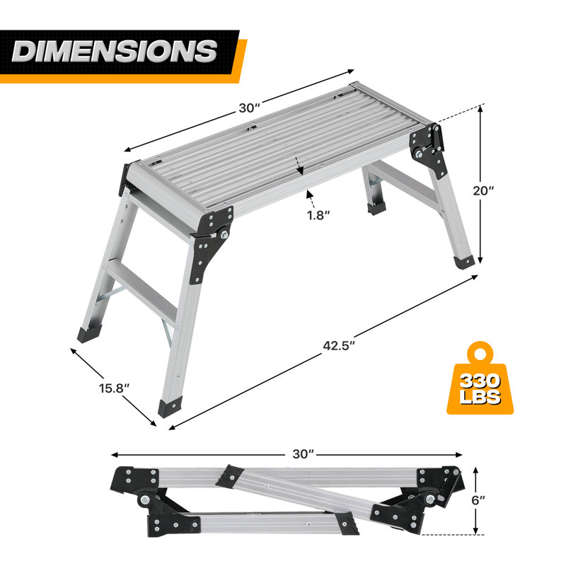 Escabeau pliable en aluminium 42,5 po