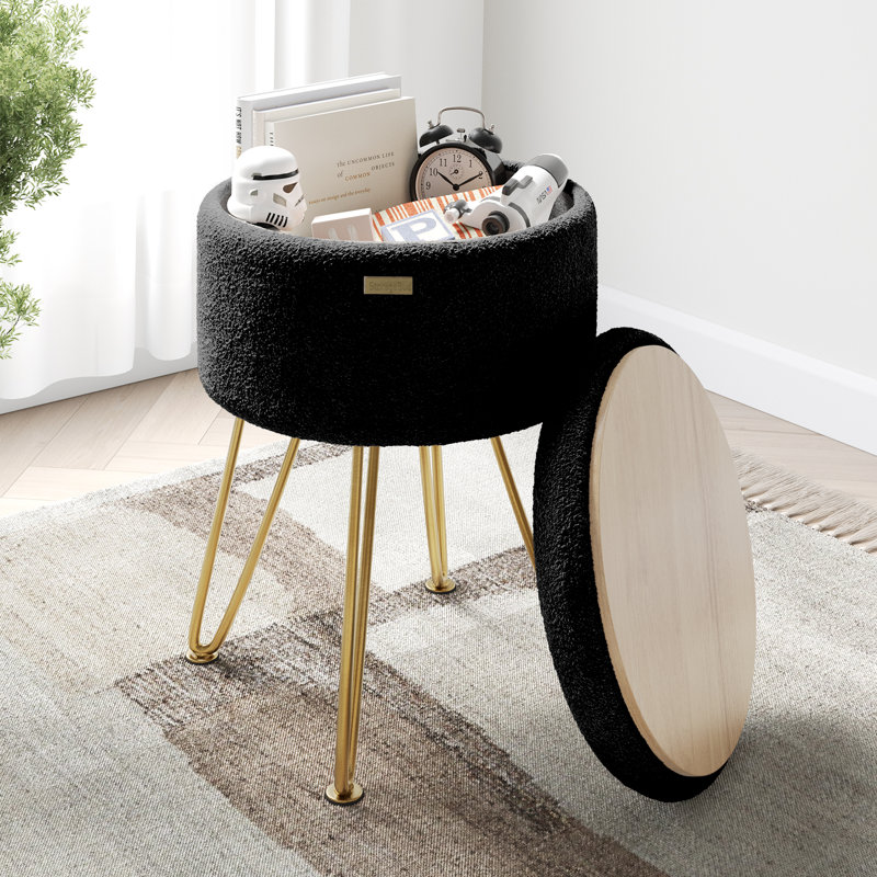 Table d'appoint moderne avec rangement, Doré, Boucle noire 