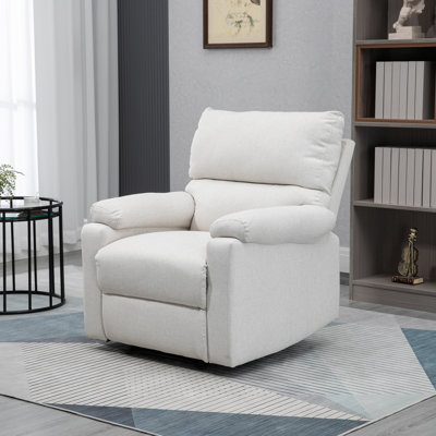 Linen Fabric Single Recliner Sofa Manual Reclining Armchair for Living Room