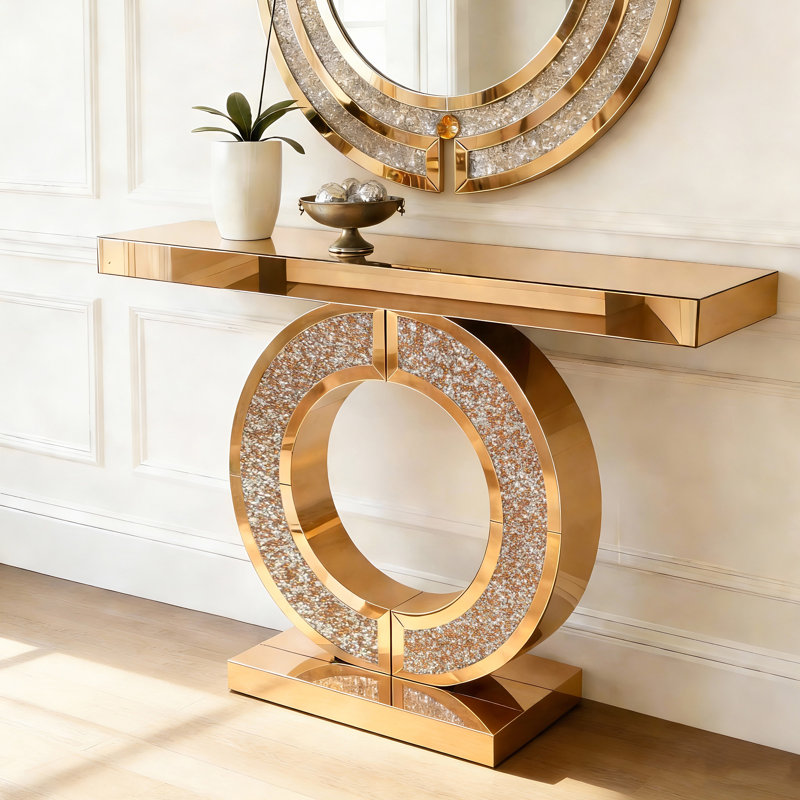 Console à miroir avec incrustation de diamant concassé (seulement avec table basse)
