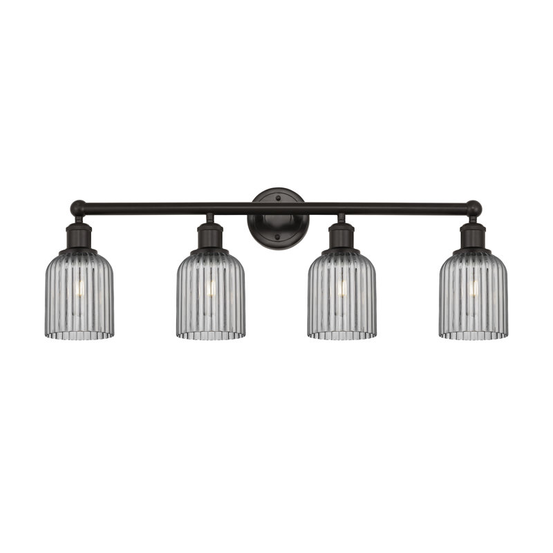 Éclairage pour meuble-lavabo à 4 lumières à intensité variable Fiennes Veil, Bronze huilé, Gris fumée