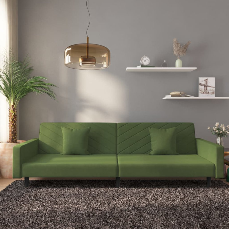 Upholstered 86.6'' Sofa, Black, Dark Green Velvet