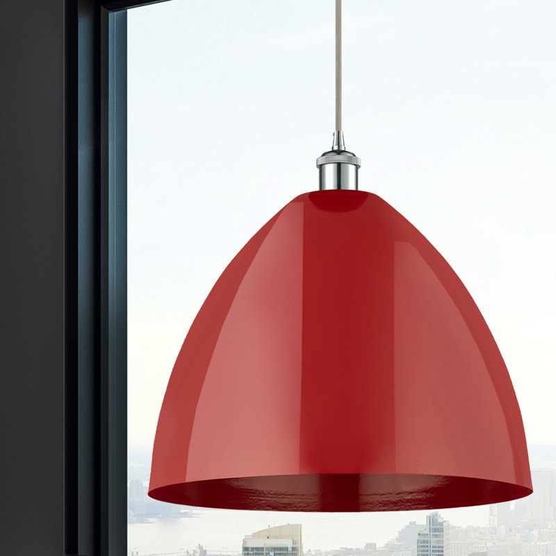 Luminaire suspendu conique 1 lumière, Rouge, Brun