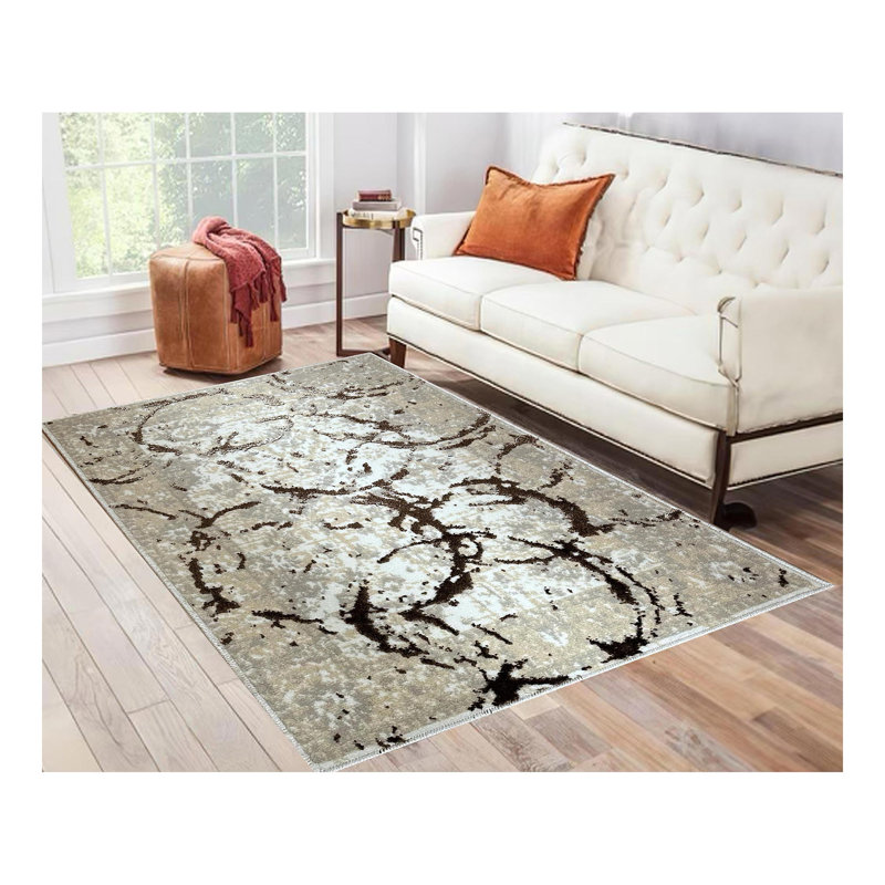 Penina Luxury Area Rug Circles Abstract Design, Rectangle 2' x 3'