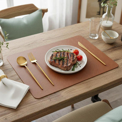 Faux Cowhide Leather Placemats Set