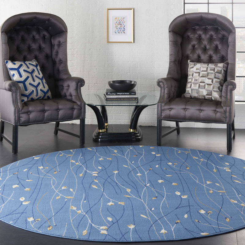 Tapis bleu clair Aratrika, Rond 4 pi