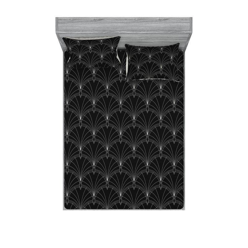 Drap-housse et taie décorative Ambesonne, Ensemble de draps pour lit double avec 2 taies d'o