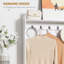 Modern Hall Tree, Entryway Coat Rack with Shoe Bench, 5 Hooks, Storage Shelf and Slatted Door Cabinet for Hallway, White