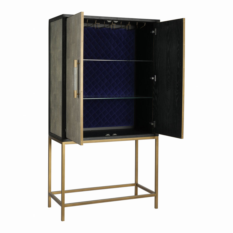 Armoire, art déco, motif chagrin, pieds en laiton