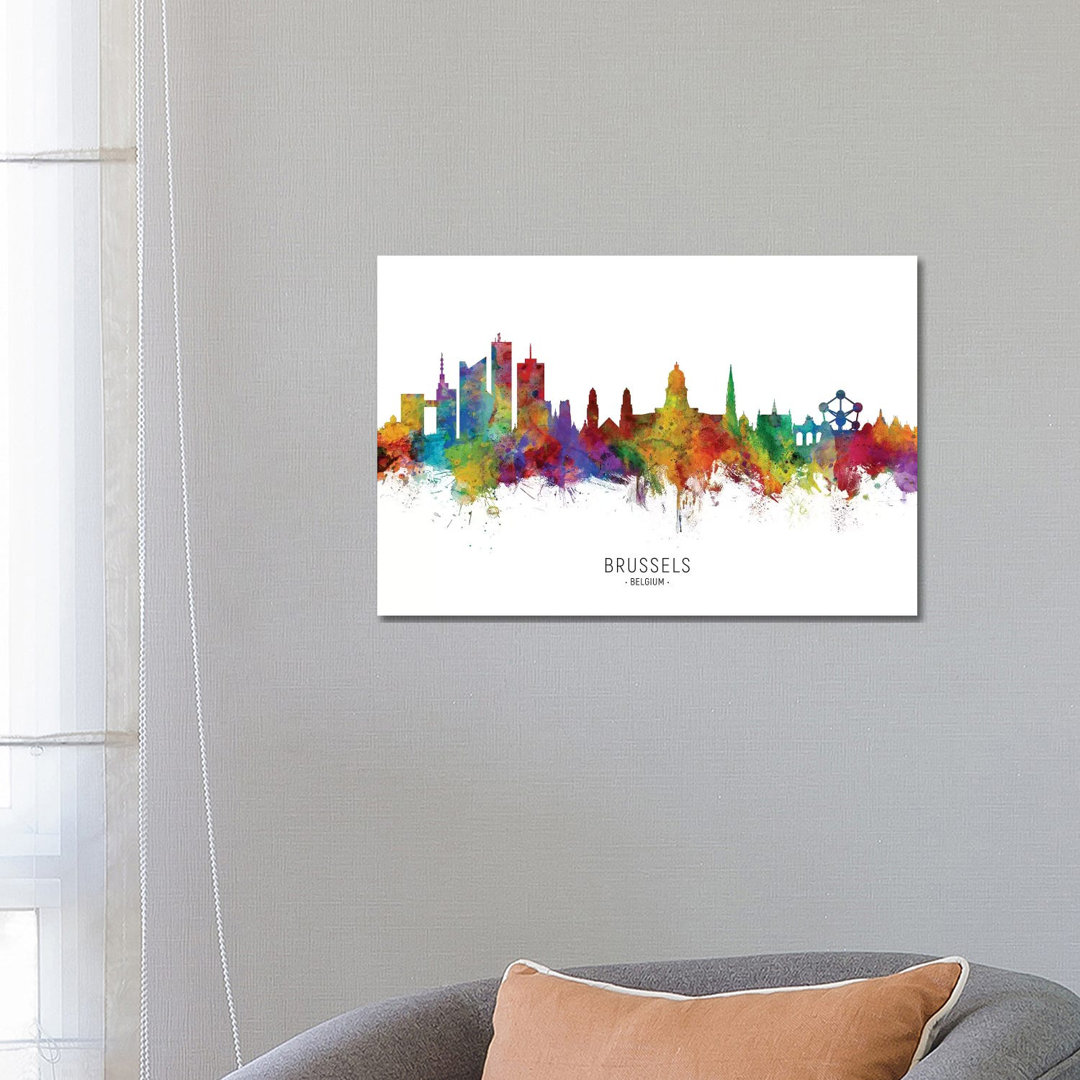 Brussels Belgium Skyline by Michael Tompsett - Wrapped Canvas Painting