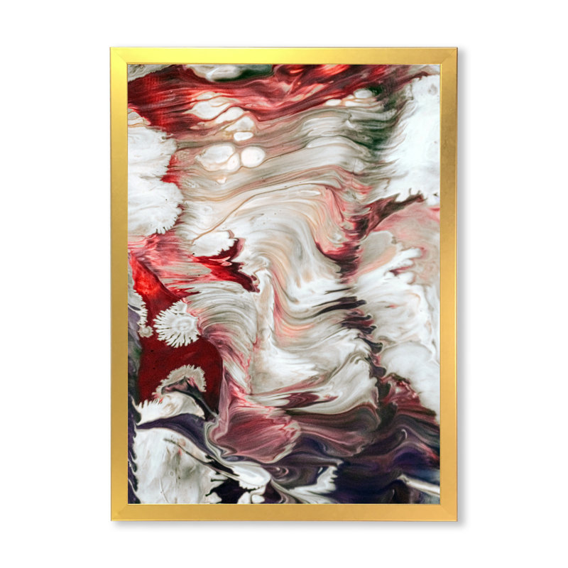 «Beautiful Mixed Abstract Fluid III», décoration murale moderne en toile, Encadrement doré, H 36 po x l 24 po x P 1 po