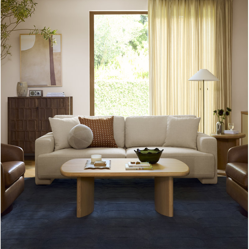 Ives 90'' Upholstered Deep Sofa, Cream Performance