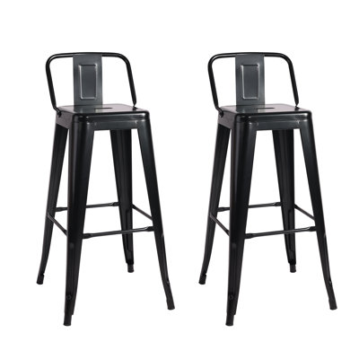 SIMPOL HOME Modern Bar Chair, Black Industrial Bar Chair, Square Dining Chair for Kitchen SH-C