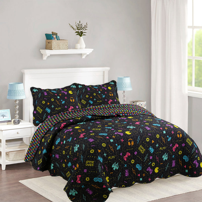 Polyester Twill Abstract Quilt, Full / Double Quilt + 2 Sham