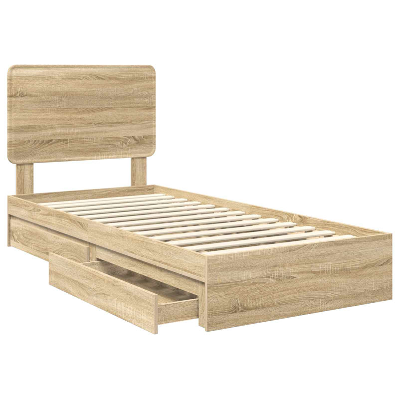 Bed, Sonoma Oak, European Single (90 x 200 cm)