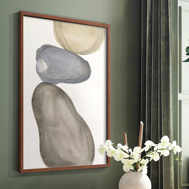 River Rocks Contour II, reproduction encadrée - bois massif, H 28 po x l 22 po, Brun