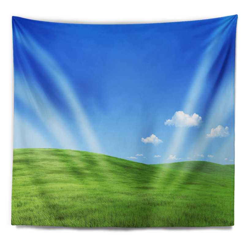 Tapisserie paysage paysage vert pré, H 68 po x l 80 po