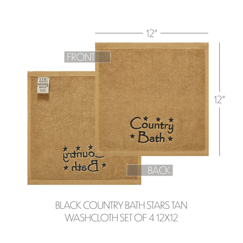 Ensemble de débarbouillettes 4 pièces Timeless Linens, Noir / brun clair