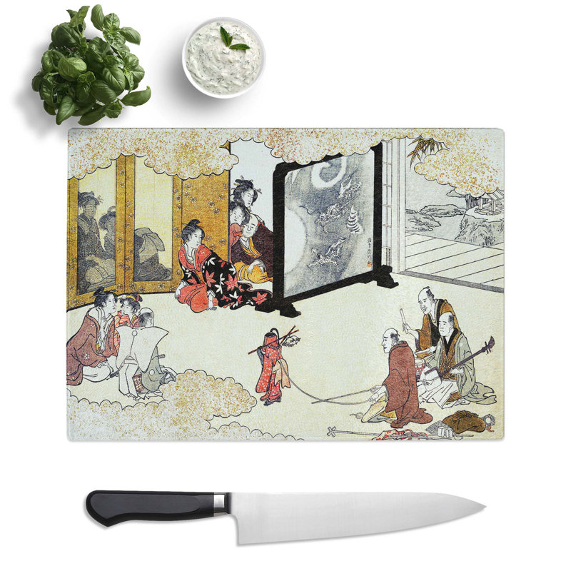 Tempered Glass Seeing a Performance by Kitagawa Utamaro Chopping Board, 39 cm x 28.5 cm