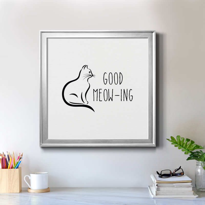 Good Meow-ing - Photographie sur toile avec cadre photo, H 17,5 po x l 17,5 po x P 1,5 po, Cadre argenté