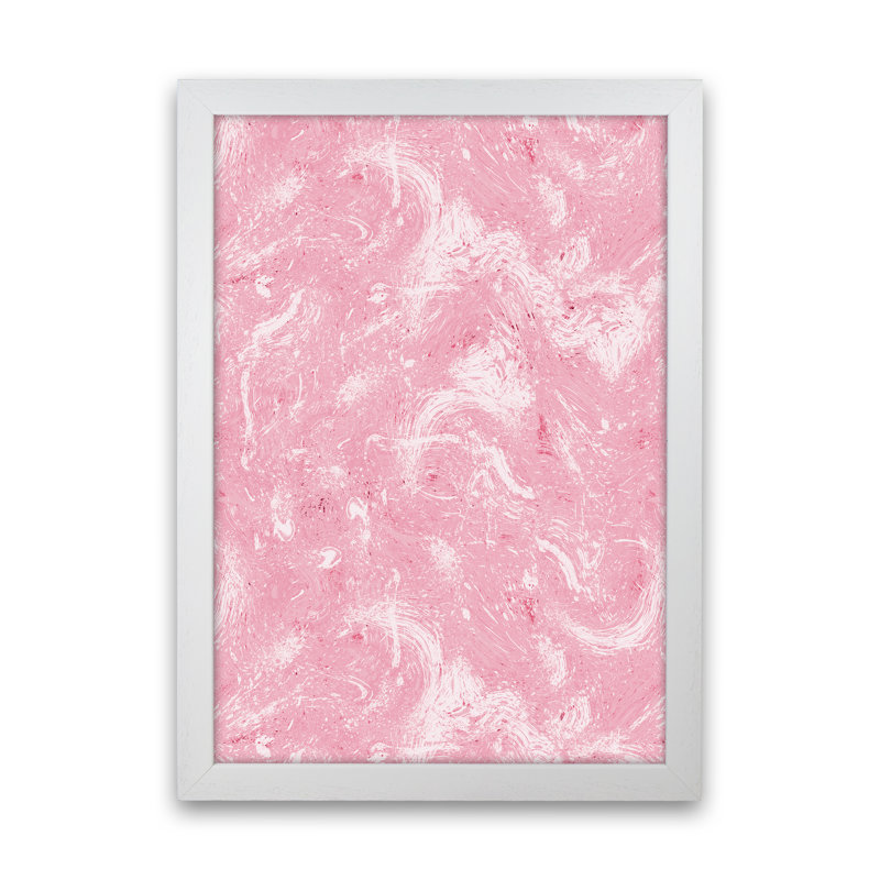 Abstract Dripping Painting Pink - Print, 63cm H x 46cm W x 3cm D, White Framed